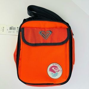 Roxy 'Sea Surf & Sun' Orange Nylon Insulated Lunch Bag Container Crossbody Strap